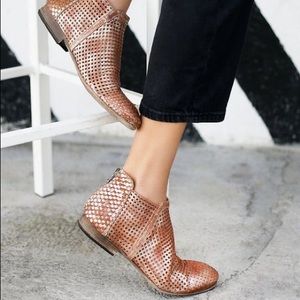 Free People Clean Slate Bronze Booties Sz 38 or 8